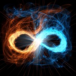 glowing bright infinity sign, black background